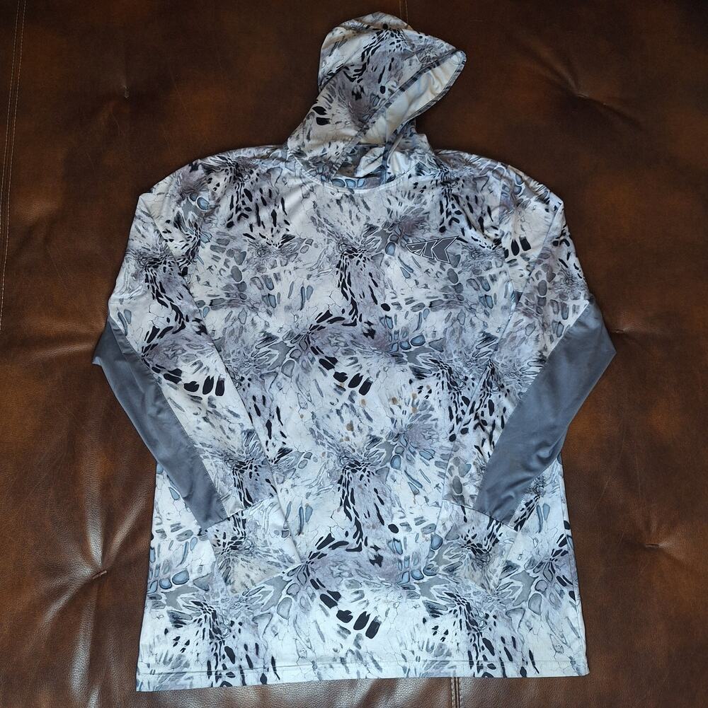 KastKing Mens Medium Prym1 Camo Fishing Hoodie Long Sleeve UPF 50 Sun Shirt NWOT